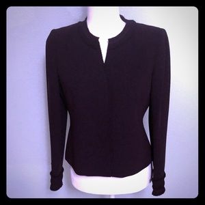 Ruffled eggplant suit jacket